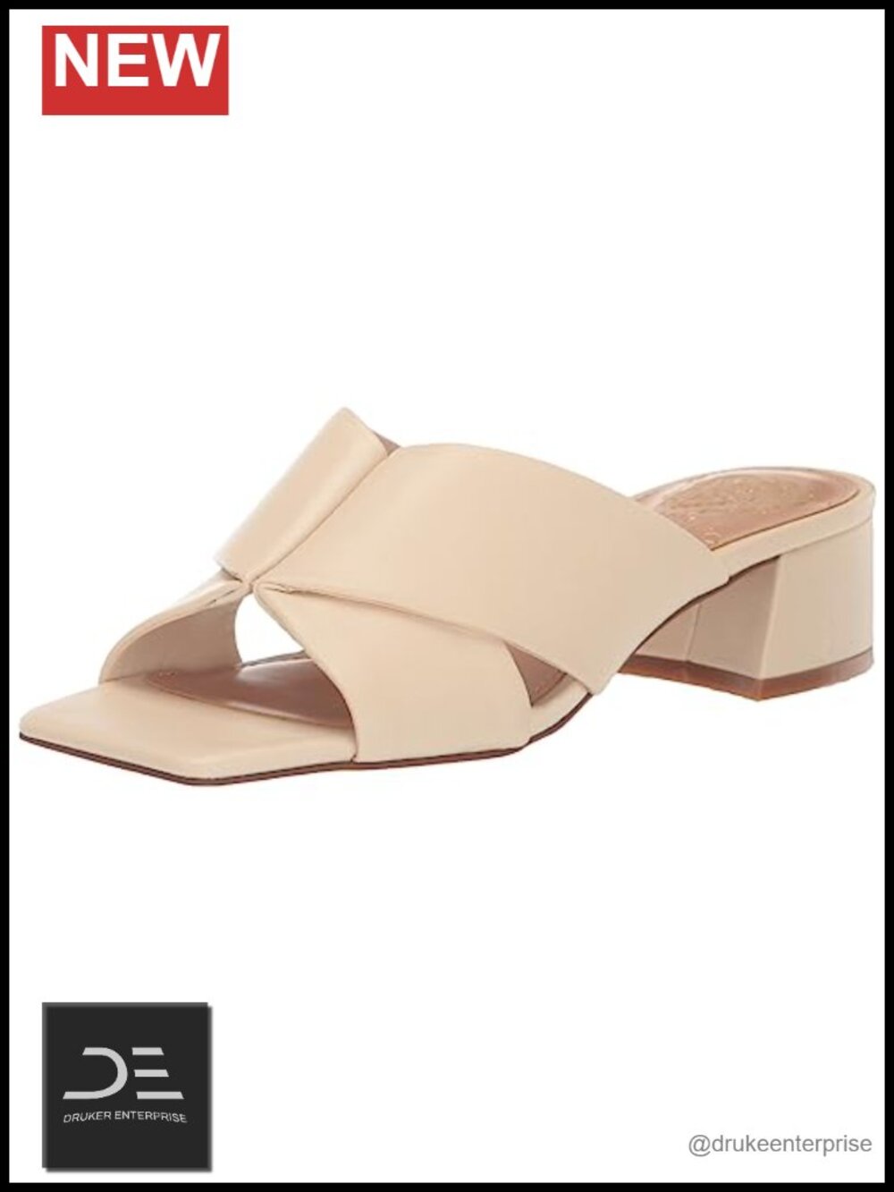 Vince Camuto Women's Seedanta Block Heel Sandal Leather Slip On Open Toe